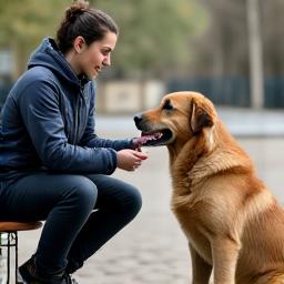 Trainer die één-op-één werkt met een hond